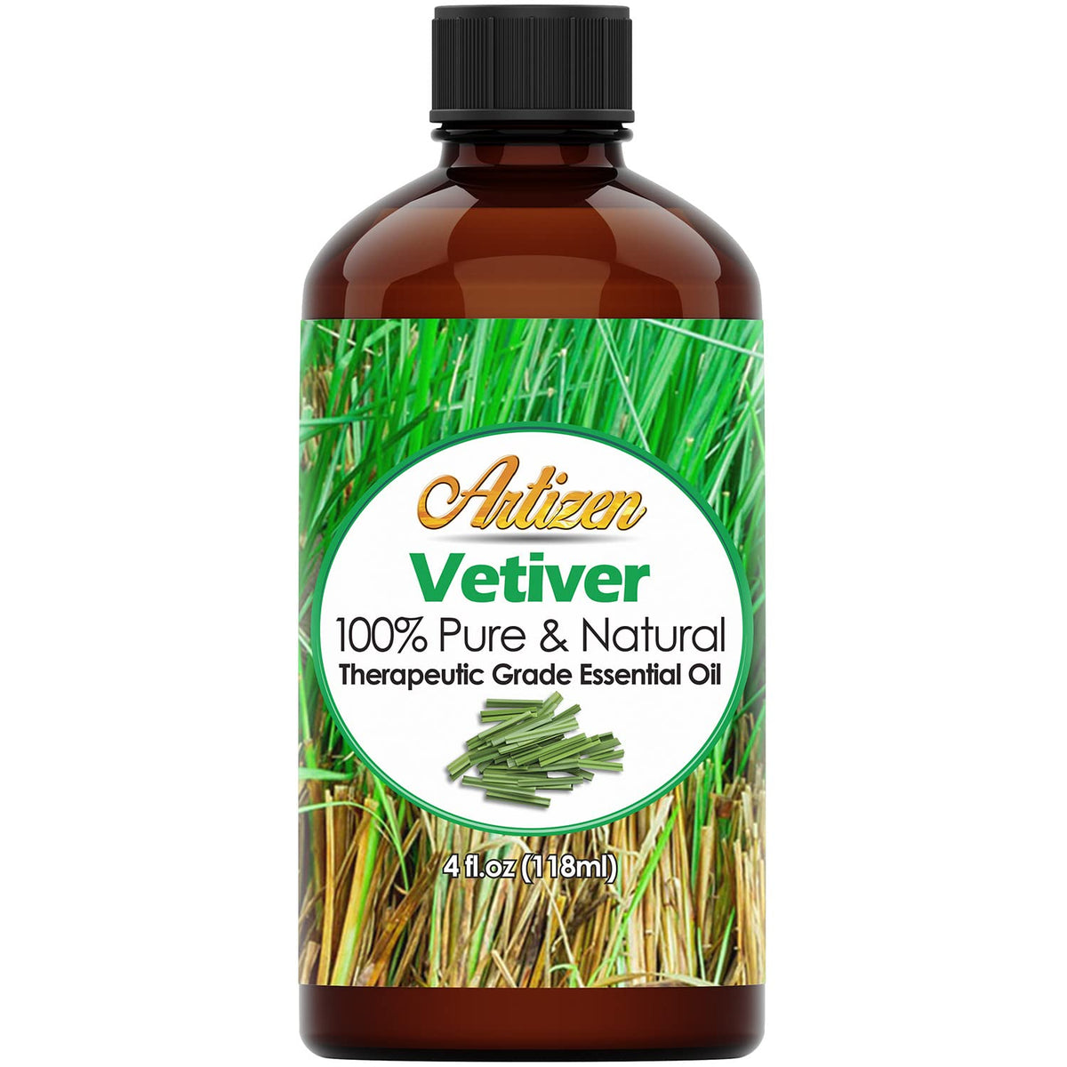 Artizen Vetiver en botella de 4 oz, aceite puro para difusor.