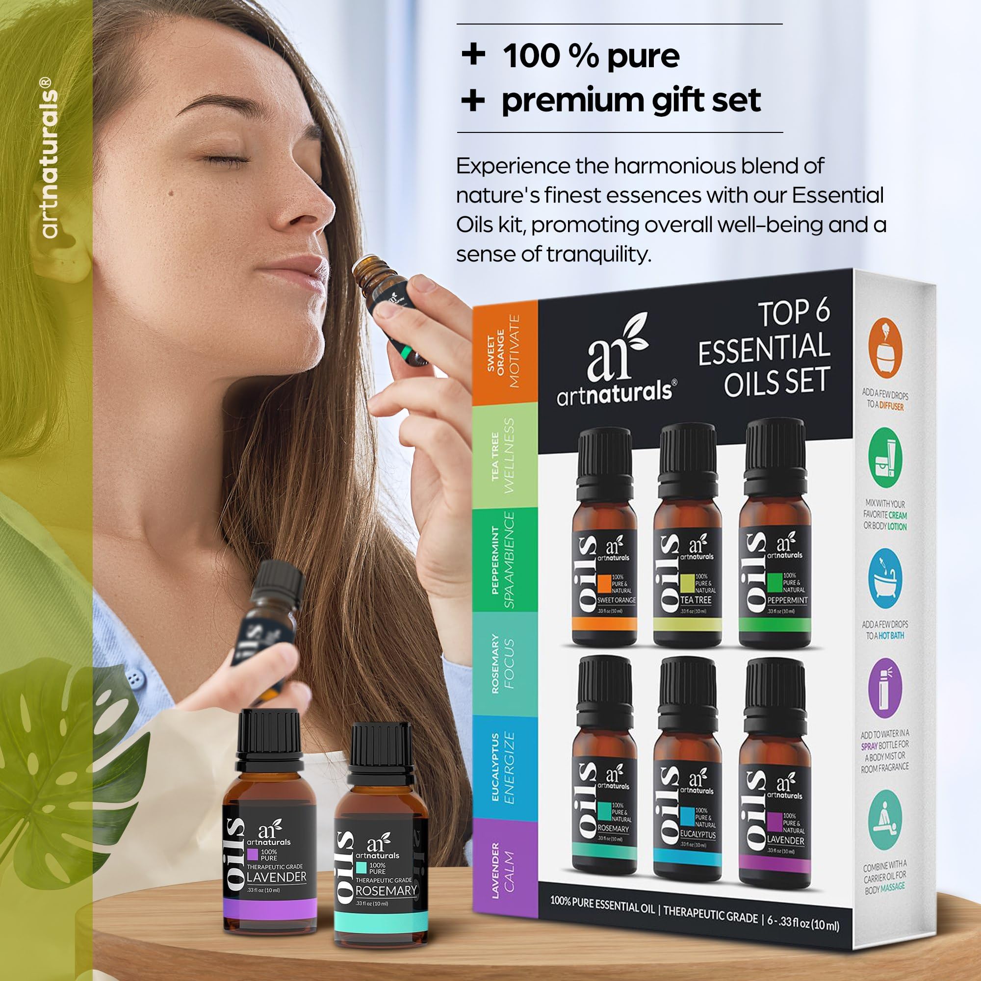 ArtNaturals aceites esenciales menta, botella para despertar sensaciones