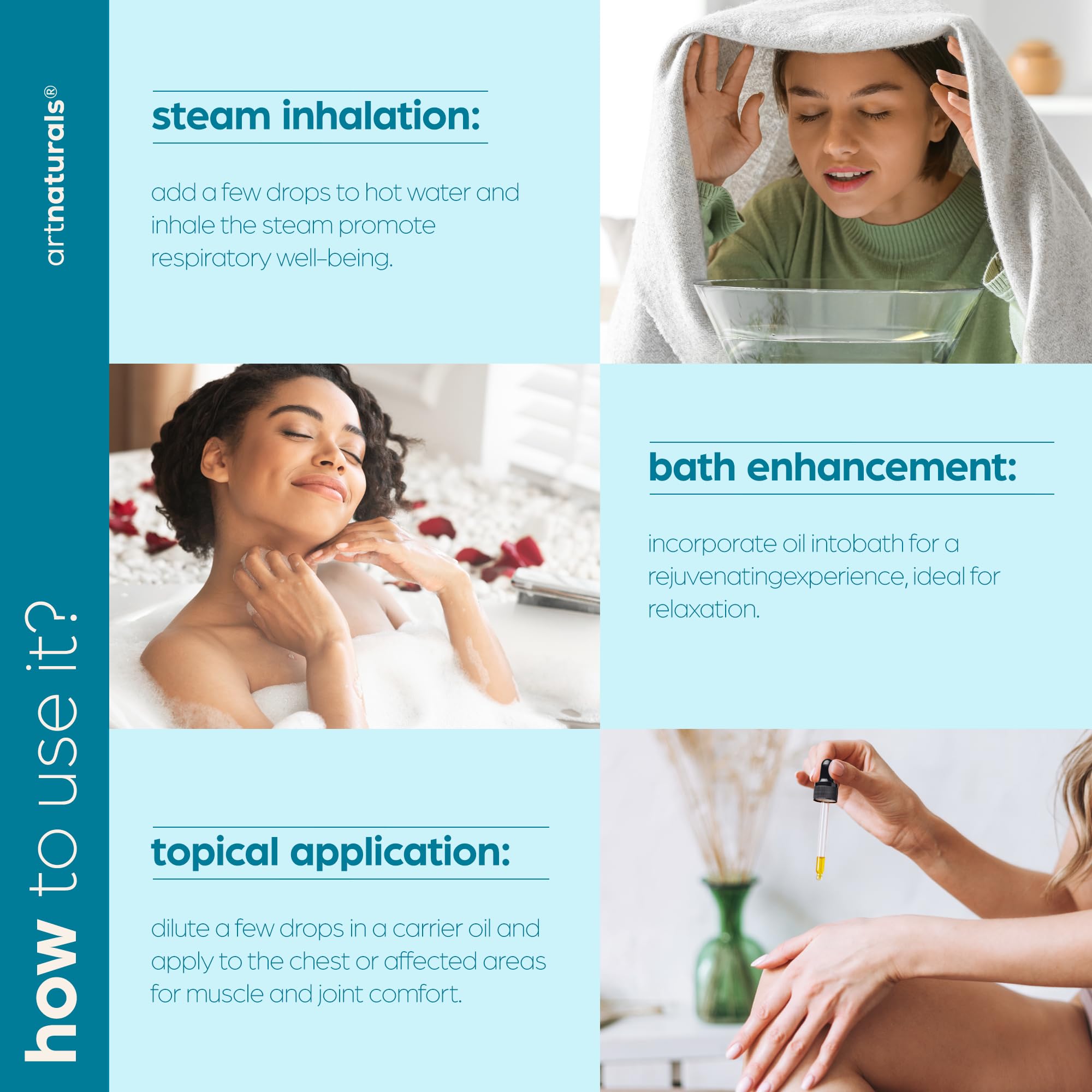 ArtNaturals Eucalipto para masajes con aceite portador.
