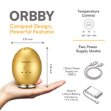 Orbby de Artronic, difusor inalámbrico en tono dorado para uso diario.