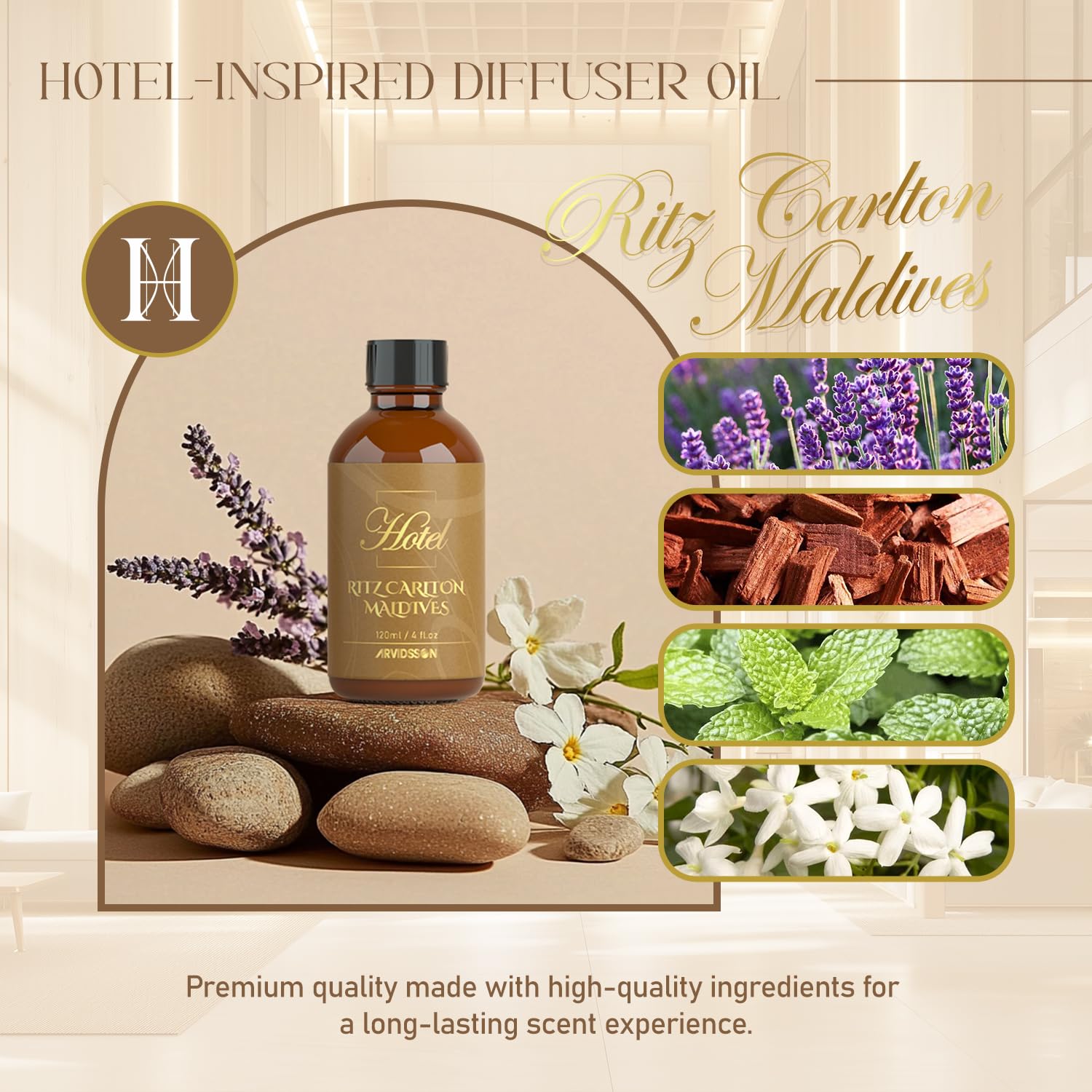 ARVIDSSON aceite aromático floral 120ml para ambientación y difusor.