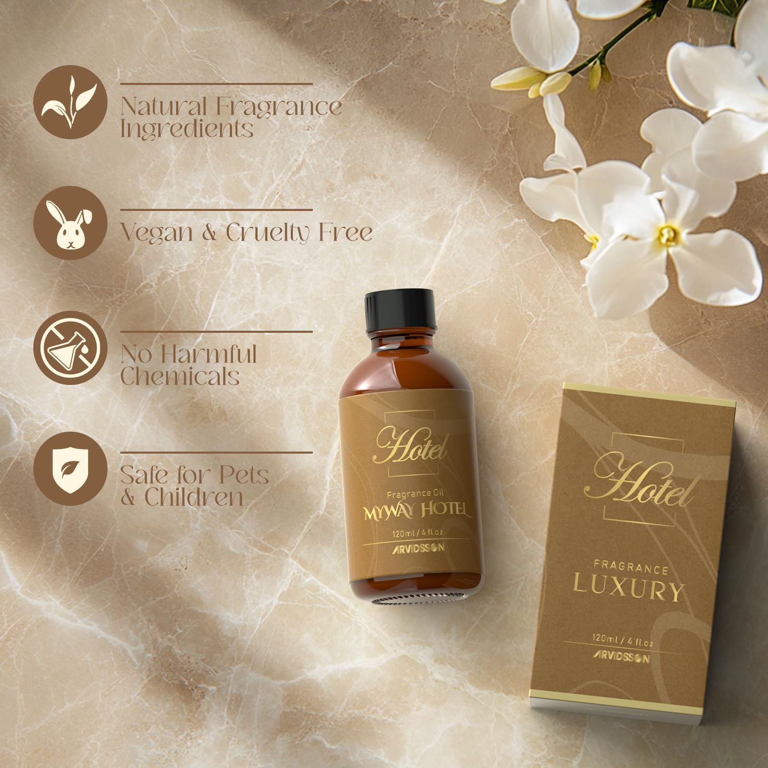 ARVIDSSON aceite para difusor con notas neroli y limón, aroma refrescante para espacios modernos.