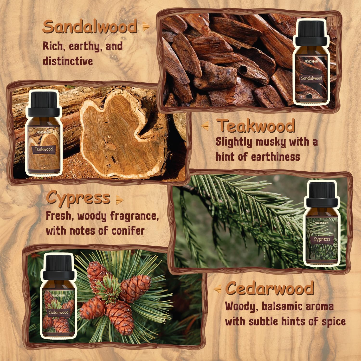 ARVIDSSON aceite de sándalo 10 ml: fragancia cálida para ambiente.