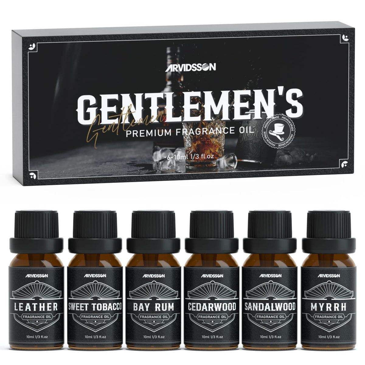 ARVIDSSON aceites masculinos, frasco ámbar, ideal para difusor y ambientación.