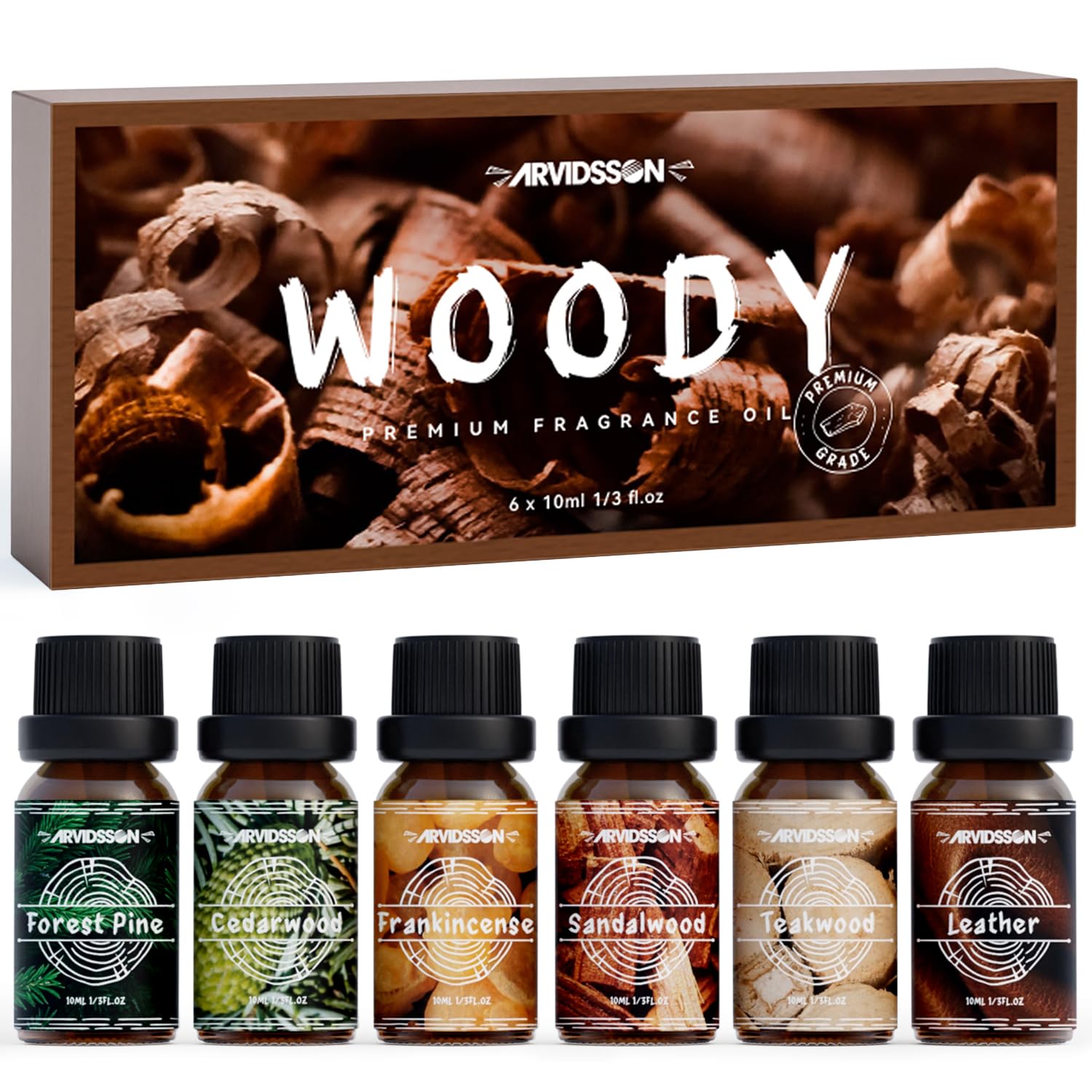 ARVIDSSON aceites sandalo en frasco ámbar para velas y difusores.