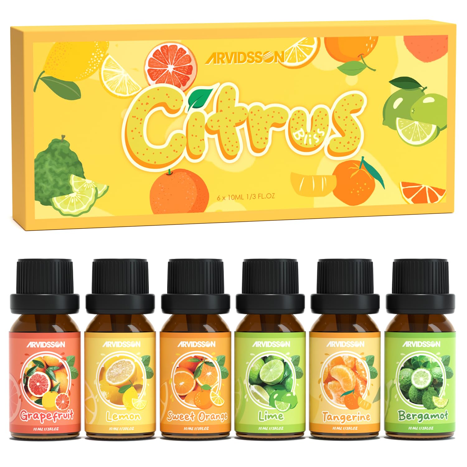 ARVIDSSON conjunto citricos frascos aceites para difusor, aromas refrescantes