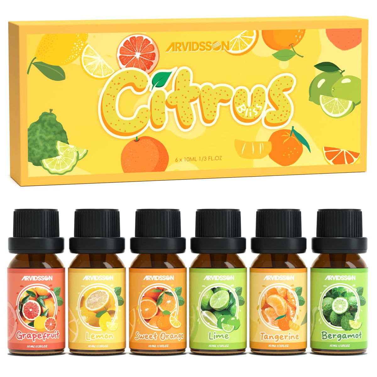 ARVIDSSON conjunto citricos frascos aceites para difusor, aromas refrescantes