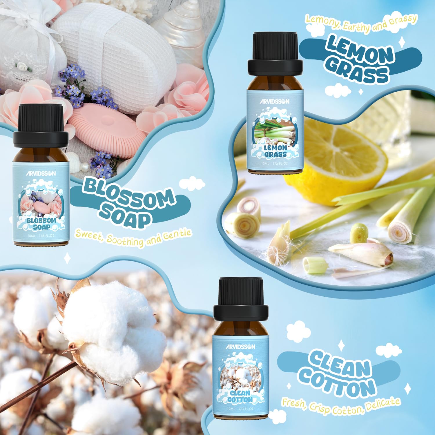 ARVIDSSON jabon casero con aceites esenciales para limpieza suave