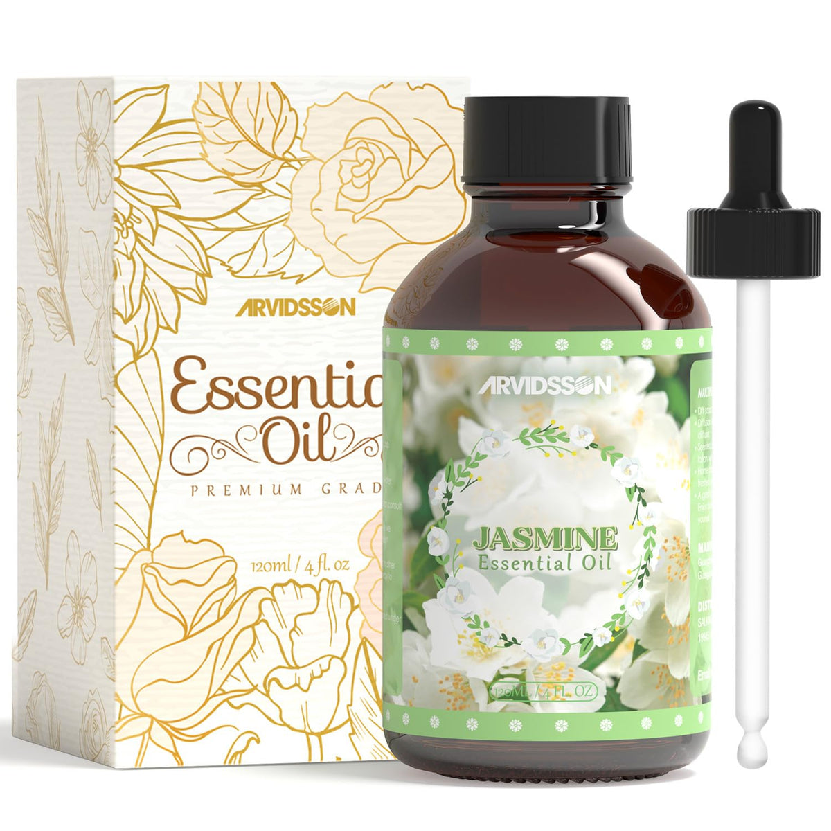 ARVIDSSON Jazmín aceite esencial 120 ml, botella para difusor, aroma duradero.