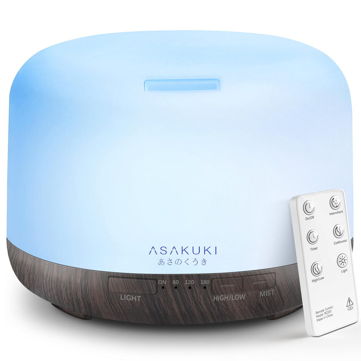 ASAKUKI difusor de aceites esenciales 500 ml para aroma duradero en la habitación.