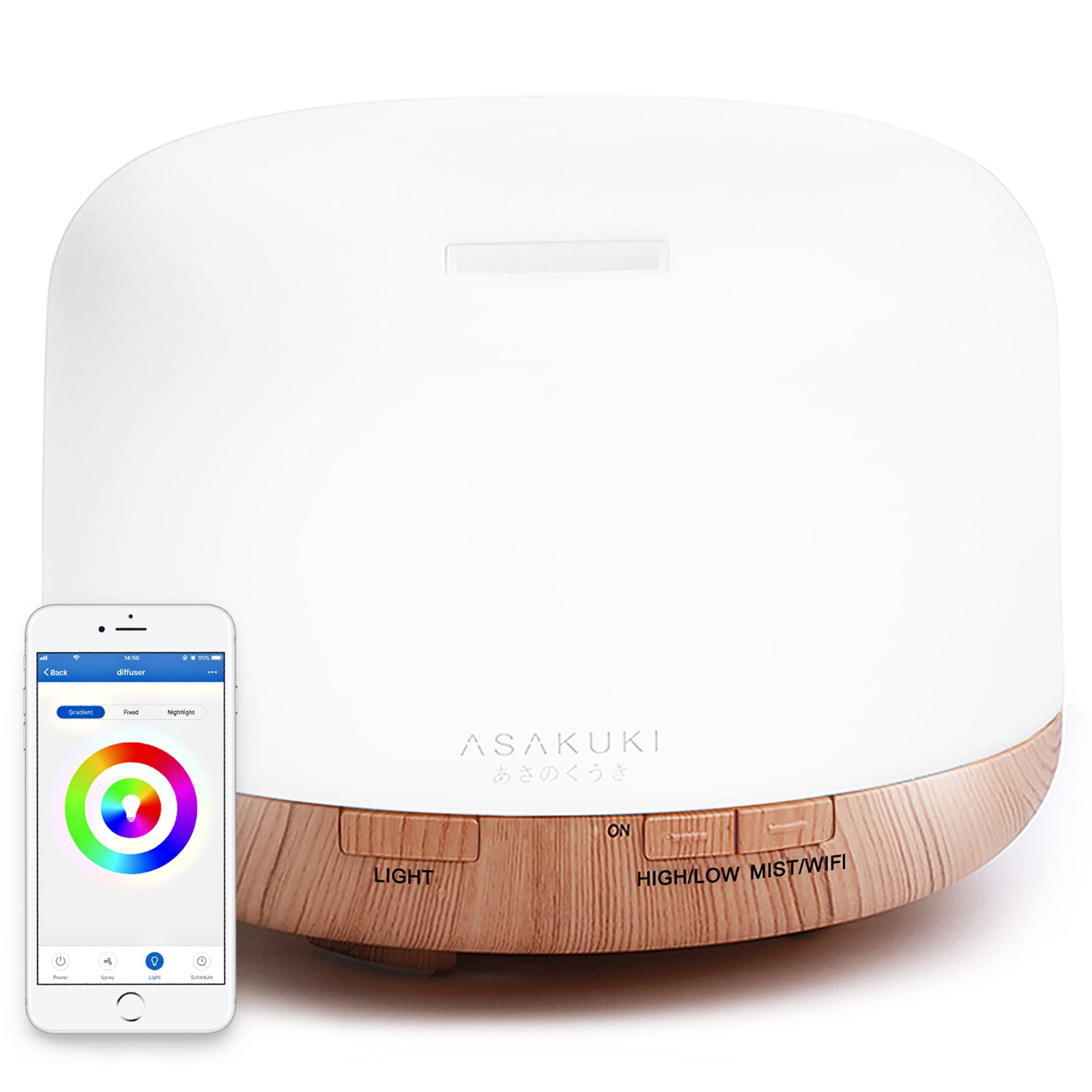 ASAKUKI difusor 500 ml con control por app para Alexa y TuyaSmart