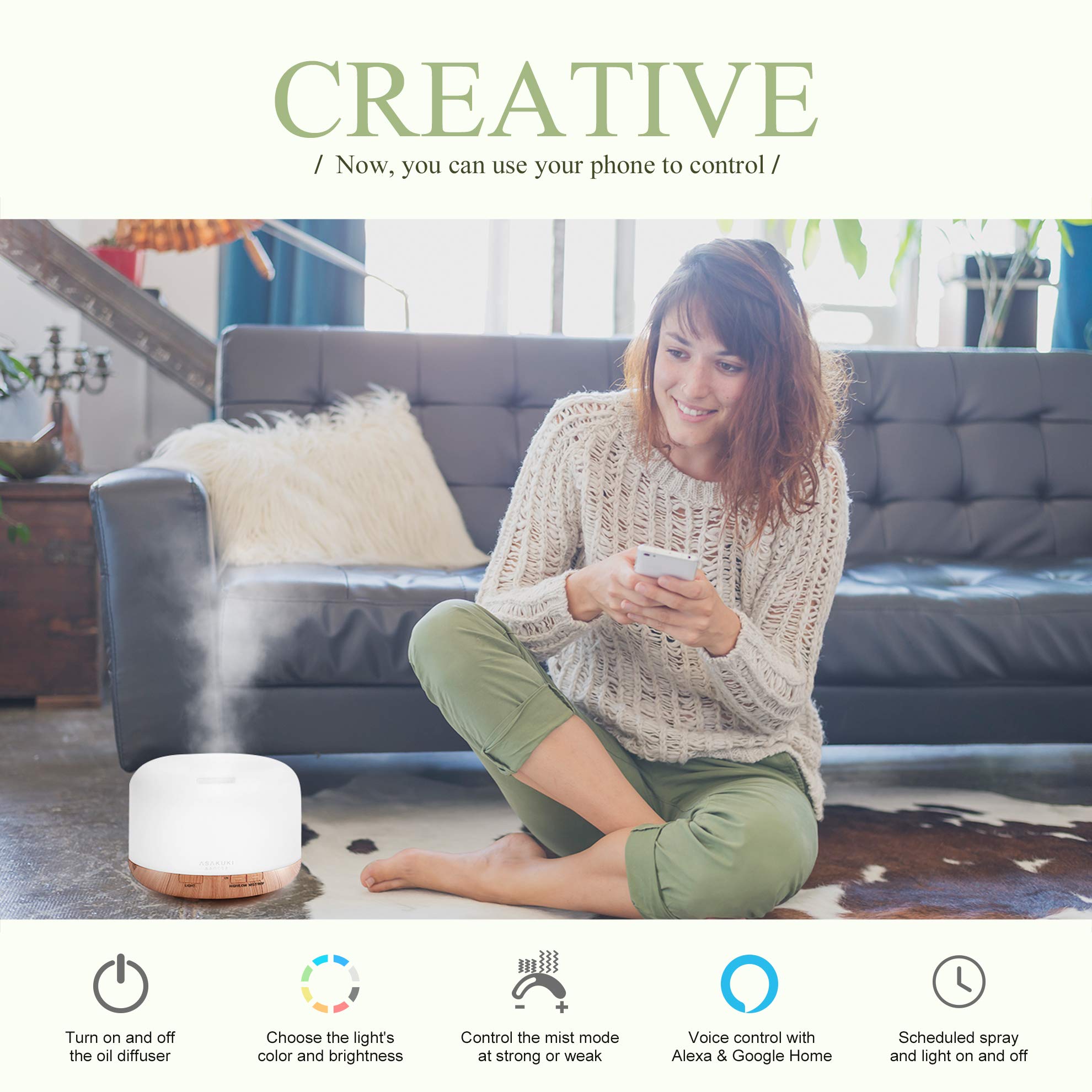 ASAKUKI difusor control por app y voz con Alexa