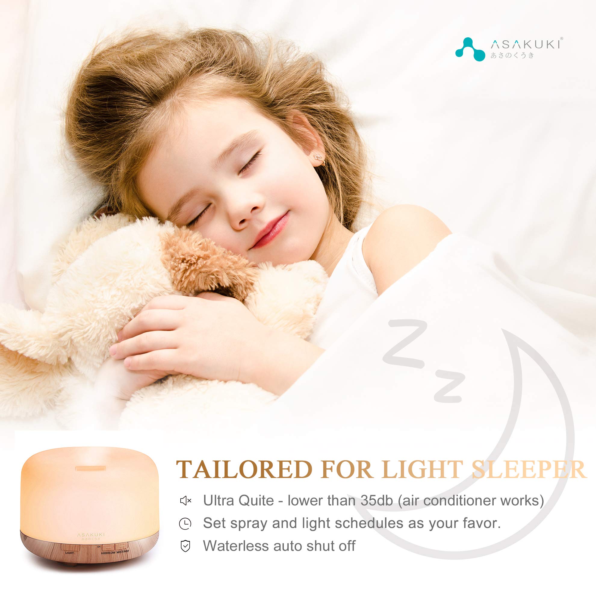 ASAKUKI difusor luz apagada para dormir