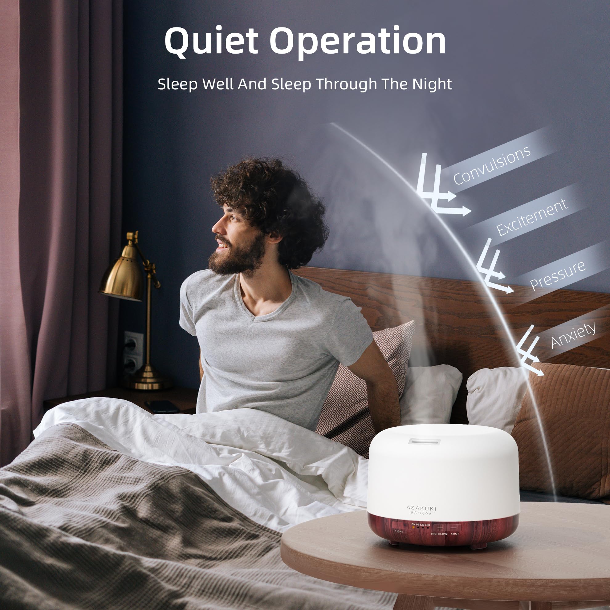 ASAKUKI niebla fría silenciosa ideal para dormir, meditación o trabajo concentrado.