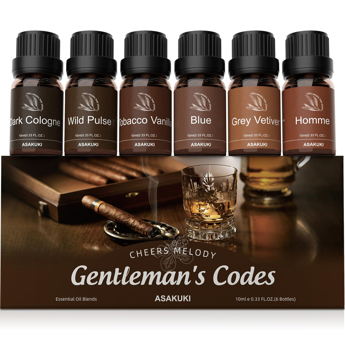 ASAKUKI set de aceites para difusor en empaque elegante, regalo ideal