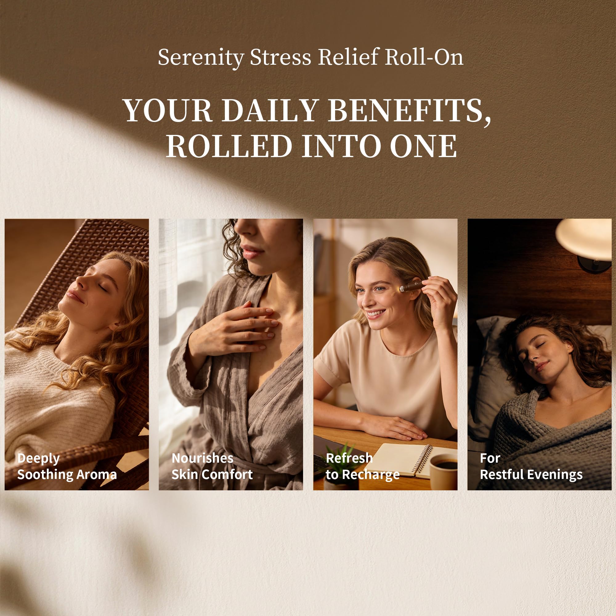 Asanté Labs Serenity Roll-On, vidrio ámbar protege la fragancia y calidad.