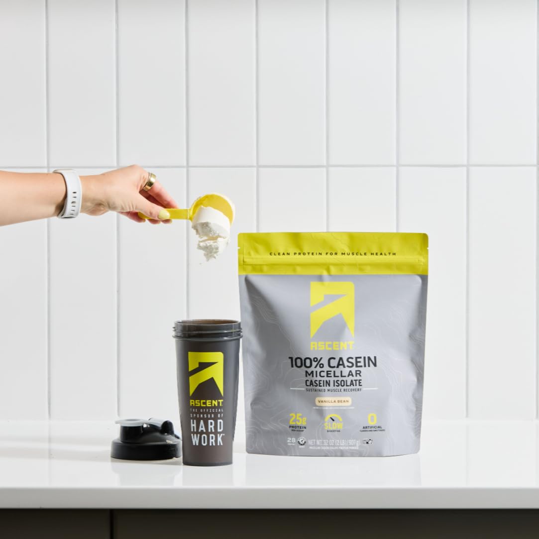 Ascent Caseína micelar con 11 g de BCAA para soporte muscular