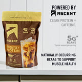 Ascent Proteína de Café Helado, perfecta para entrenamiento y pausas energéticas.