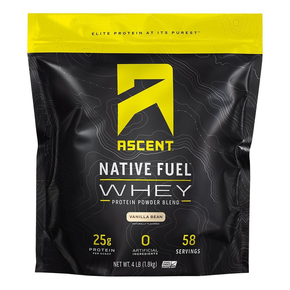 Ascent Whey Vanilla etiqueta libre de gluten para dietas