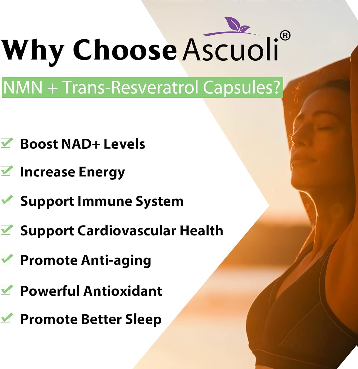 Ascuoli caja de viaje NMN-Resveratrol, práctico para llevar.
