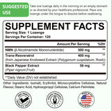 Ascuoli tabletas NMN-Resveratrol, formato sublingual, para absorción rápida.