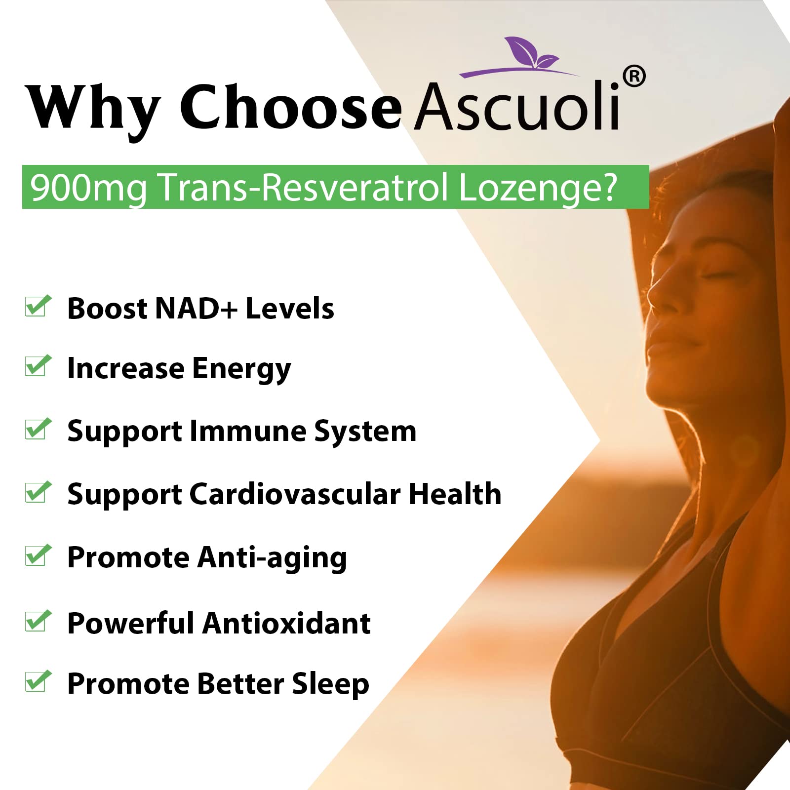 Trans-Resveratrol 99% de pureza de Ascuoli, potencia natural.