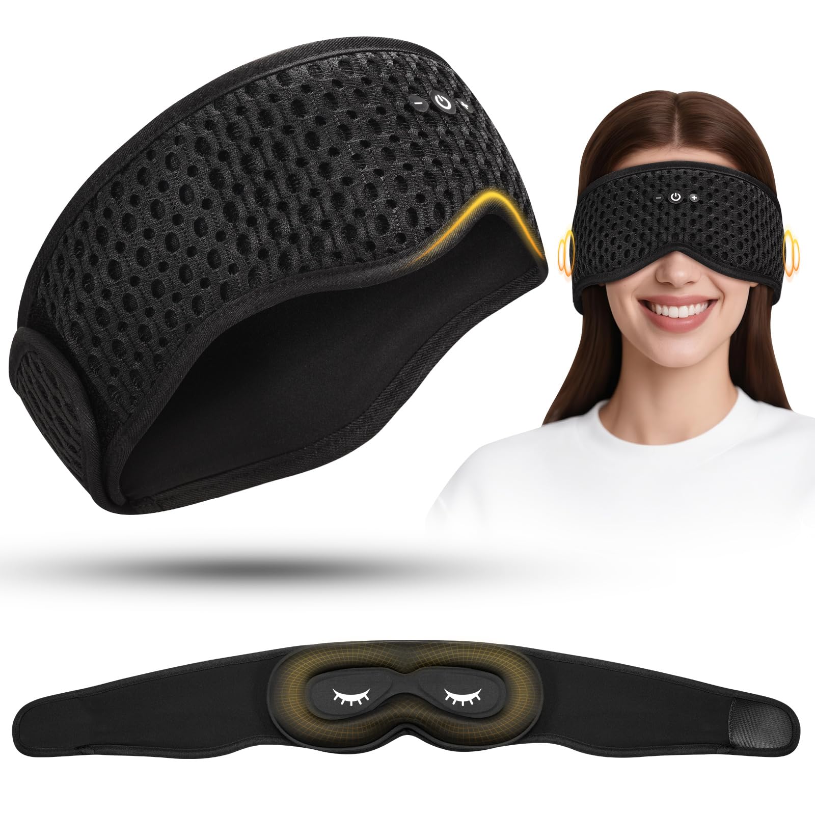 ASIILOVI HF016 mascarilla sueño con auriculares integrados para dormir sin molestar a otros