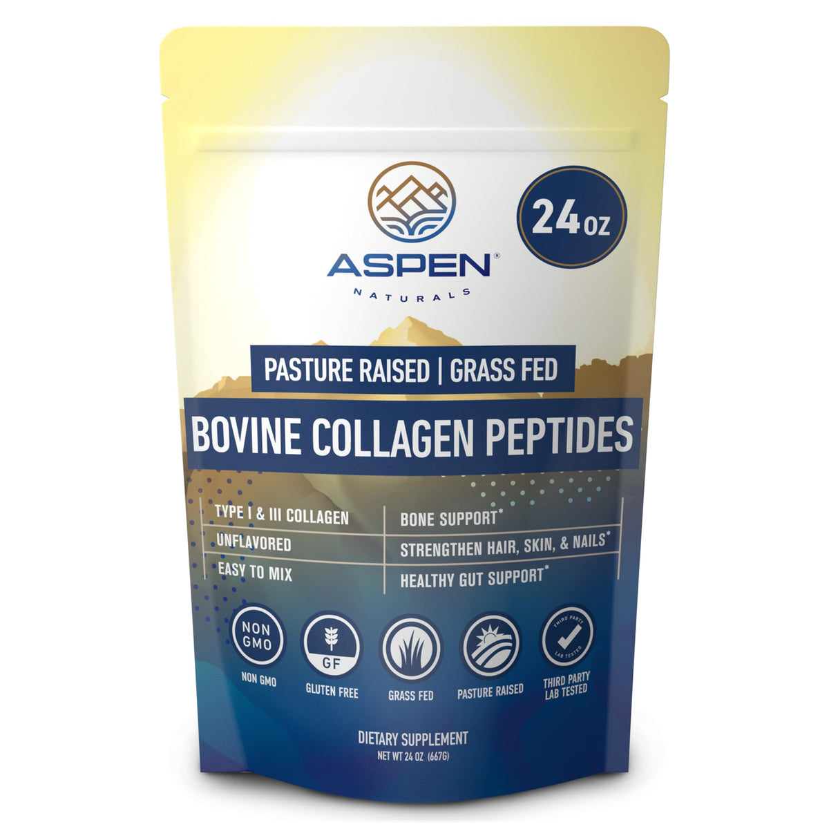 Aspen Naturals polvo colágeno bovino en botella para uso diario