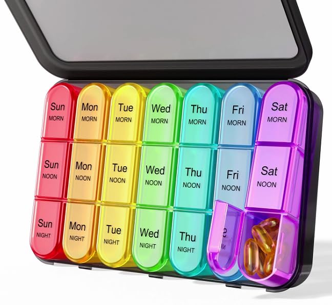 ASprink organizador de pastillas 3 veces al día, gran capacidad semanal.