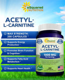 aSquared Nutrition Acetyl L-Carnitine cápsulas veganas sin soja ni gluten