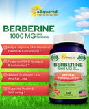 Cápsulas de aSquared Nutrition Berberina Pura 1000 mg, fáciles de tragar
