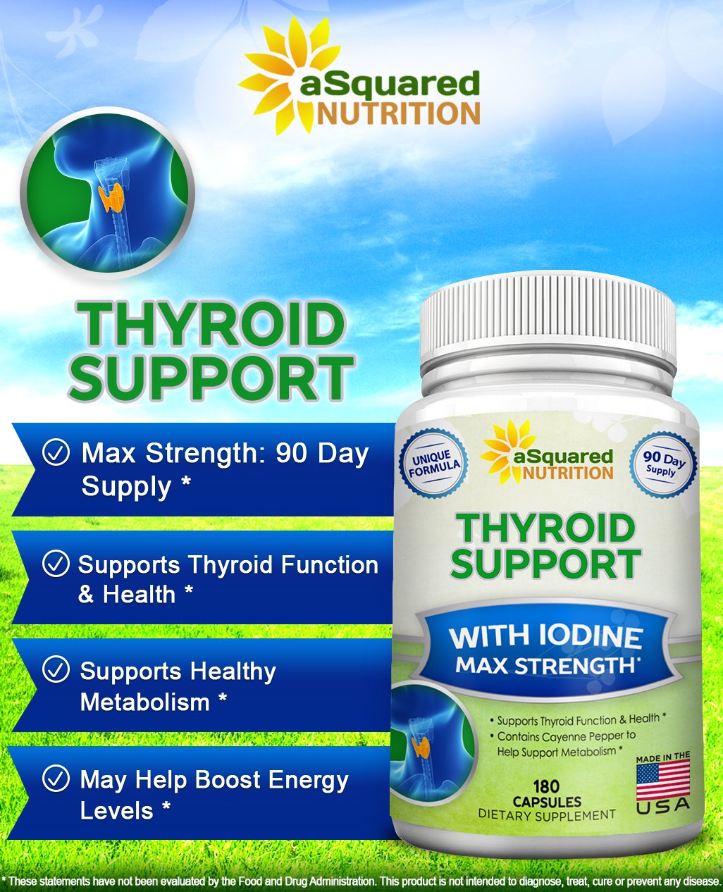 aSquared Nutrition: botella-tiroides para energía sostenida.