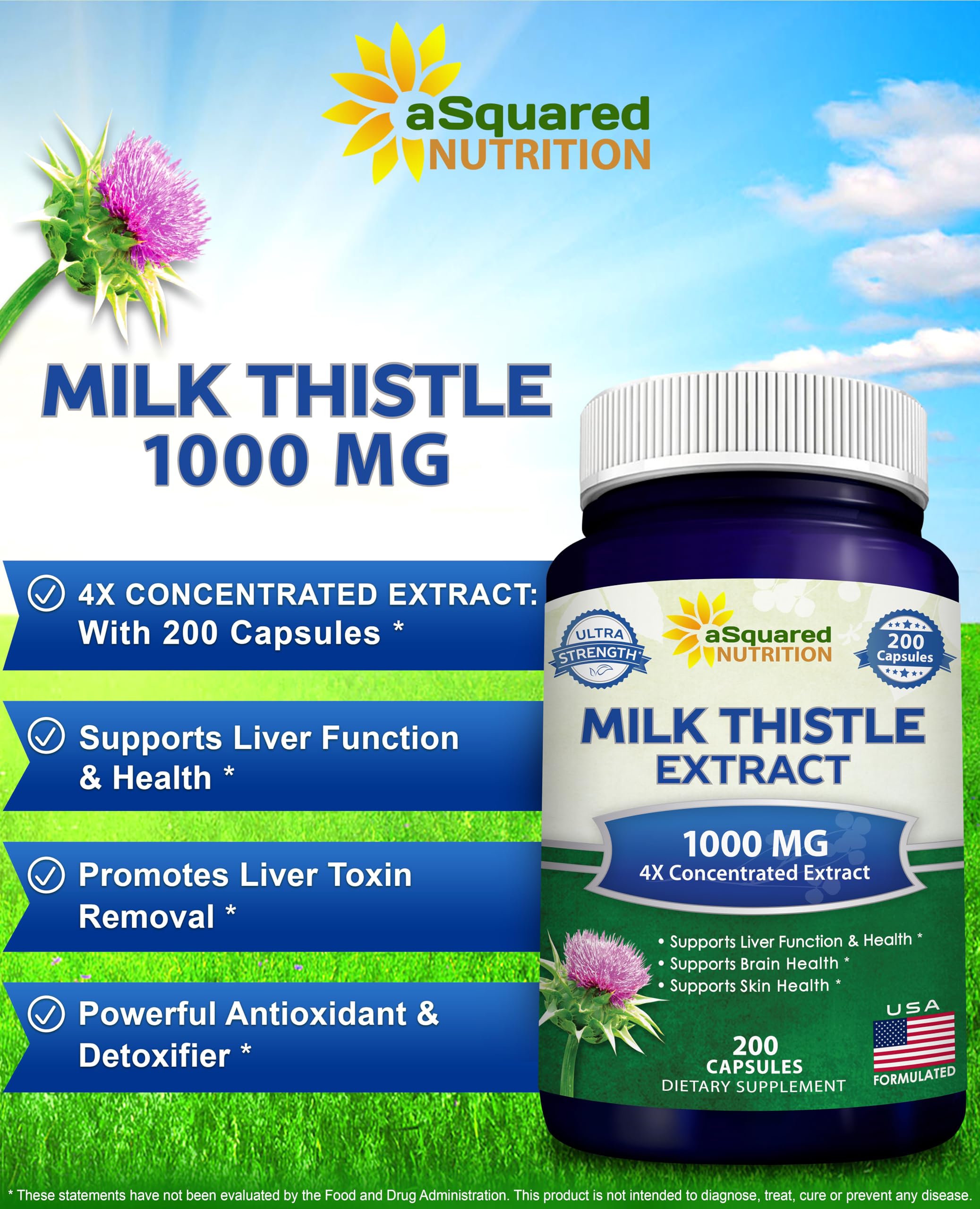 aSquared Nutrition Extracto 4x concentrado de cardo mariano para concentración elevada.