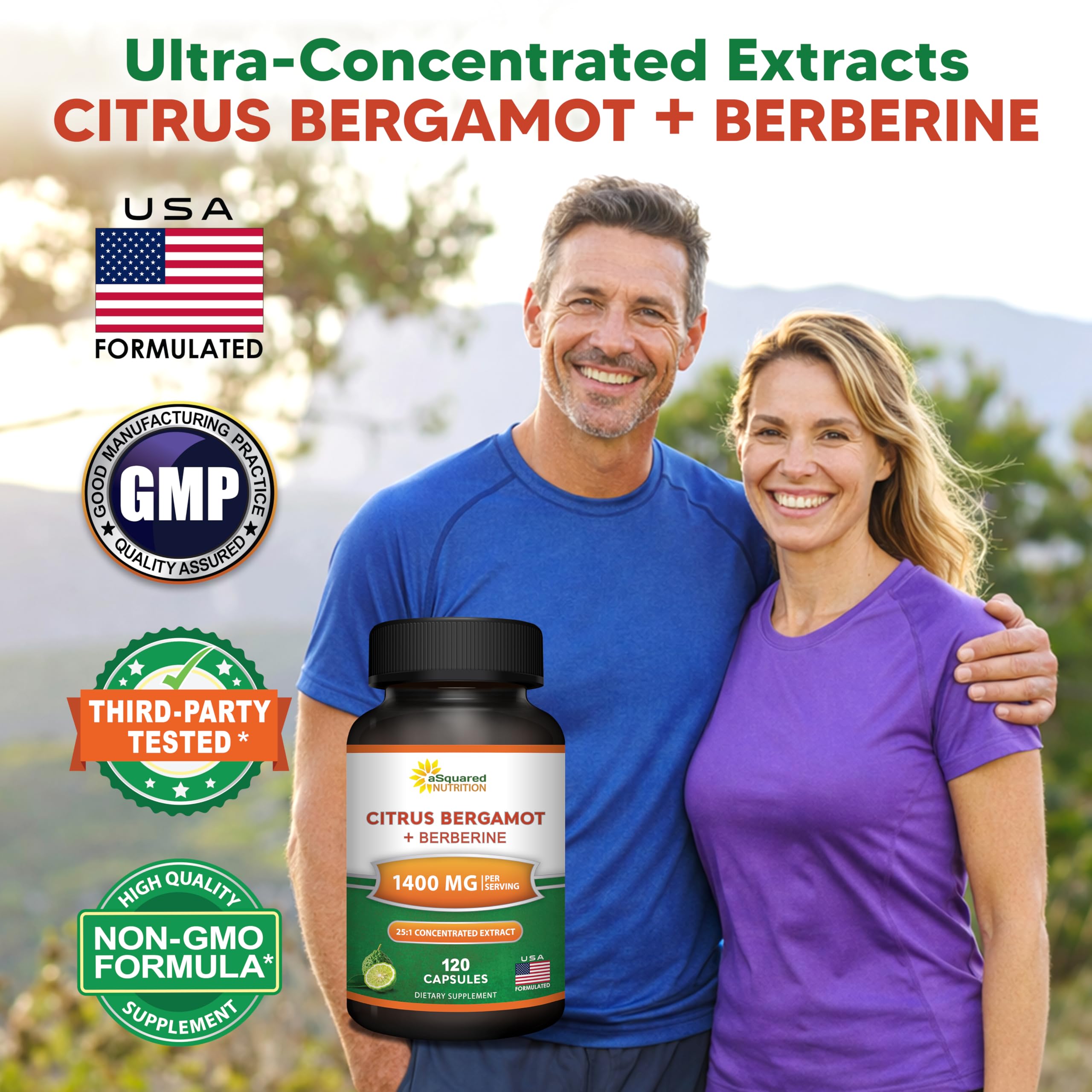 Asquared Nutrition Citrus Bergamot Berberina: etiqueta de dosis alta para mejora de la circulación.