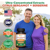 Asquared Nutrition Citrus Bergamot Berberina: etiqueta de dosis alta para mejora de la circulación.