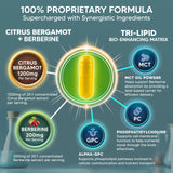 Asquared Nutrition Cápsulas veganas de bergamota y berberina para defensa antioxidante suave.