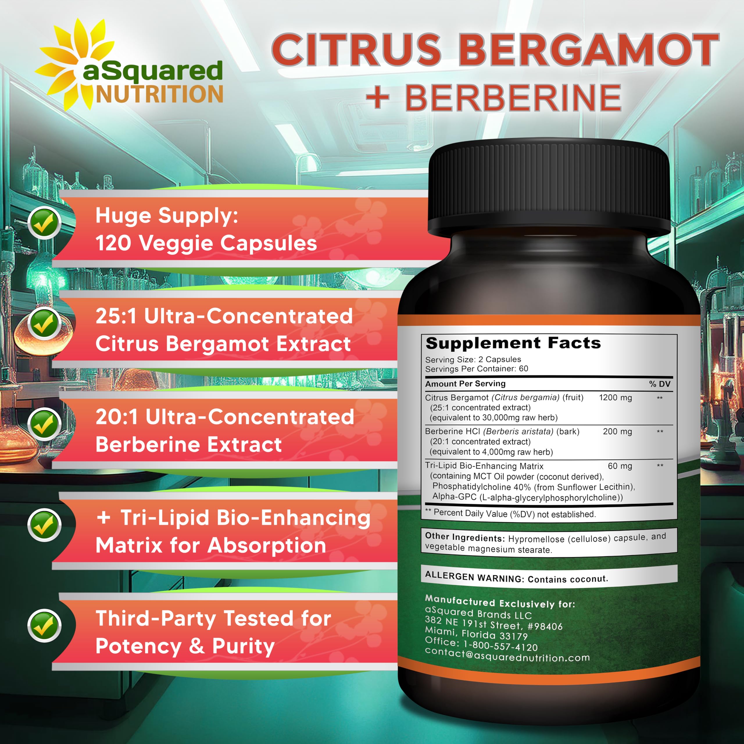 Asquared Nutrition fórmula de extracción concentrada para consistencia en dosis.