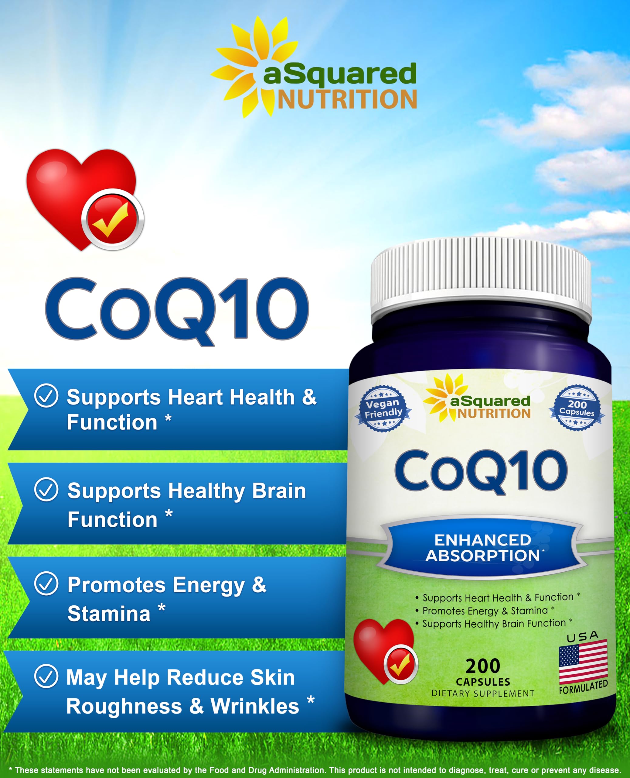aSquared Nutrition CoQ10 alta absorción vegano para vitalidad