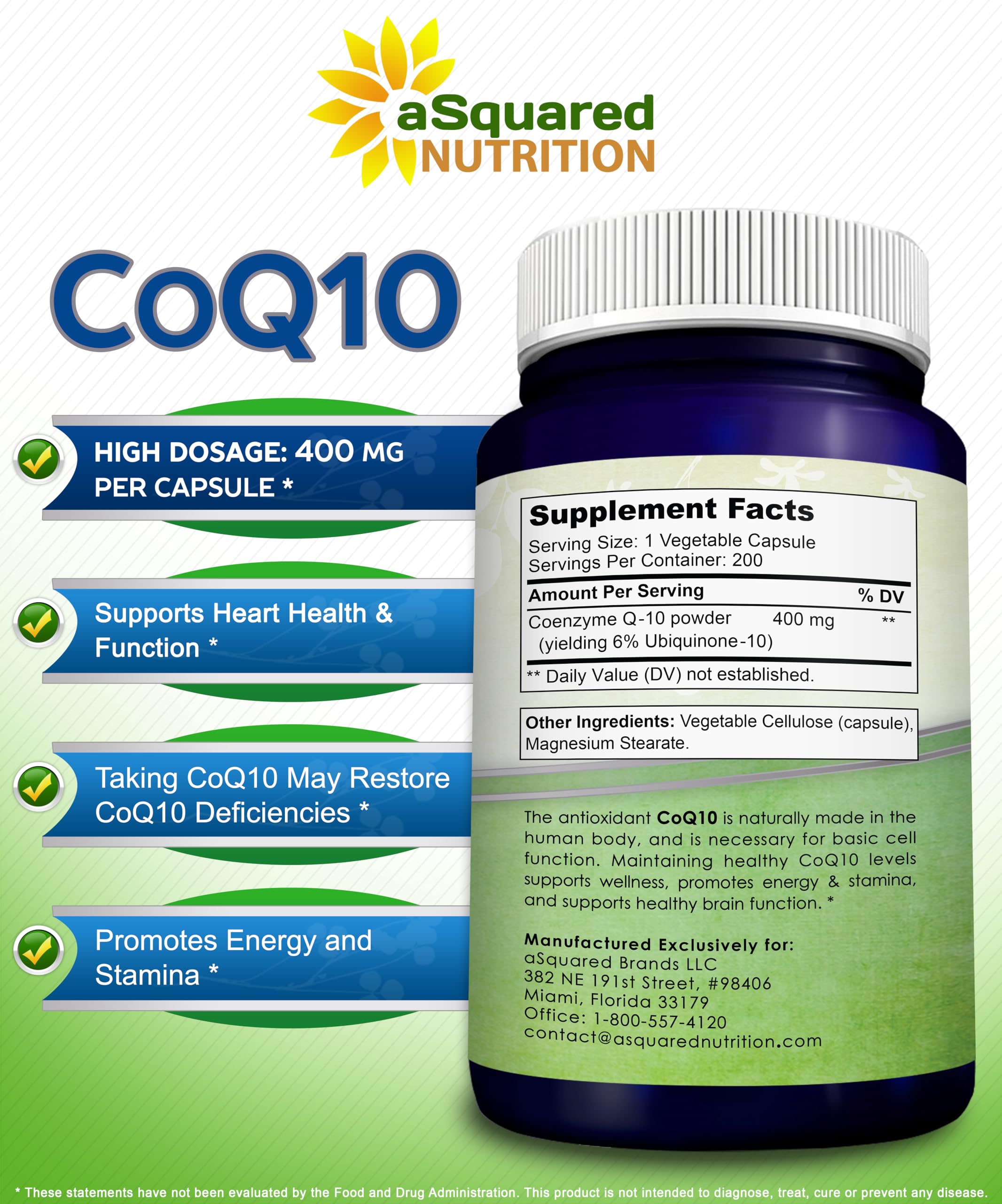 aSquared Nutrition CoQ10 energía celular y rendimiento diario