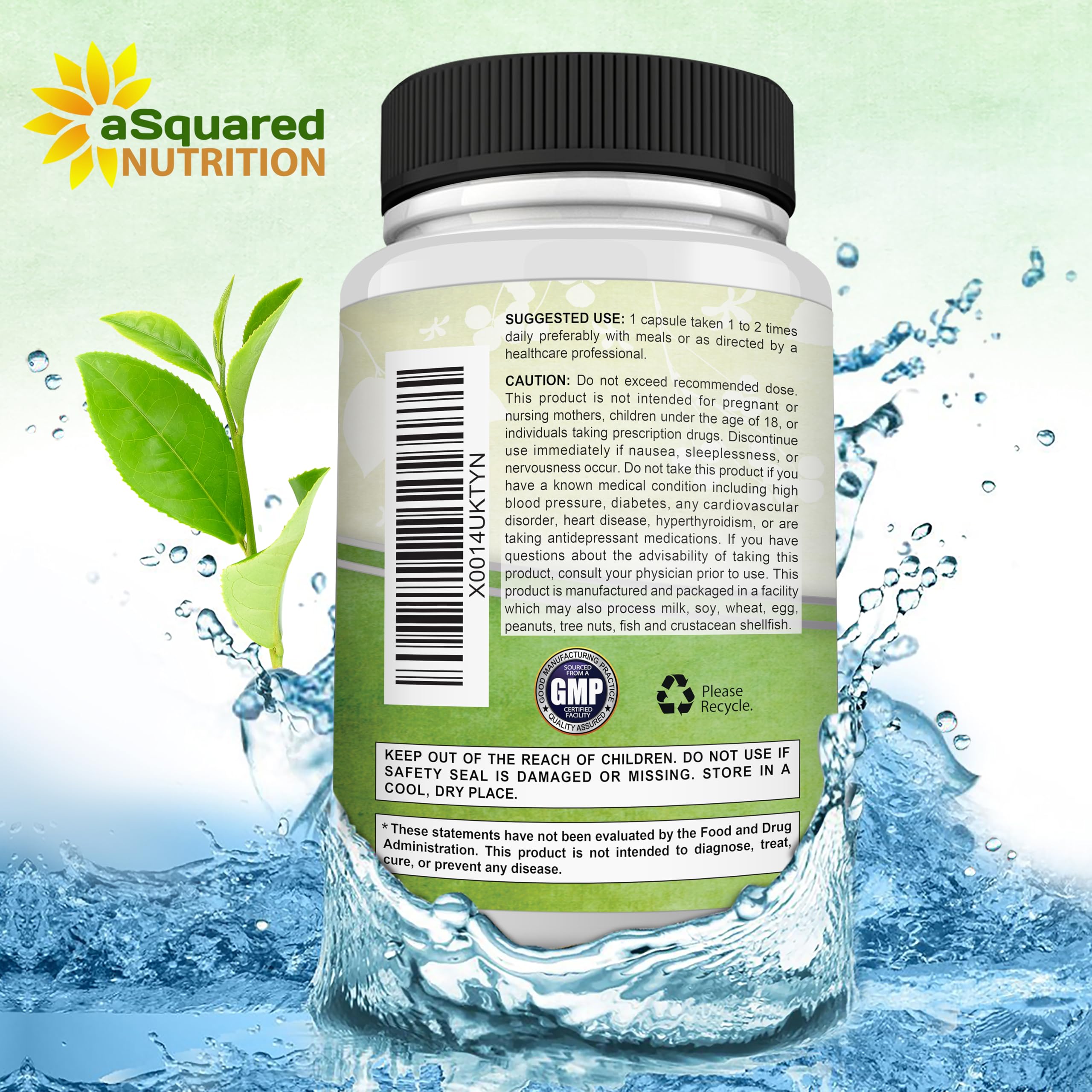 aSquared Nutrition cápsula de té verde, foco en antioxidantes.