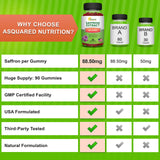 aSquared Nutrition gomitas azafrán, etiqueta legible con información de ingredientes.