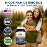 aSquared Nutrition NAD Resveratrol etiqueta con ingredientes para antioxidantes