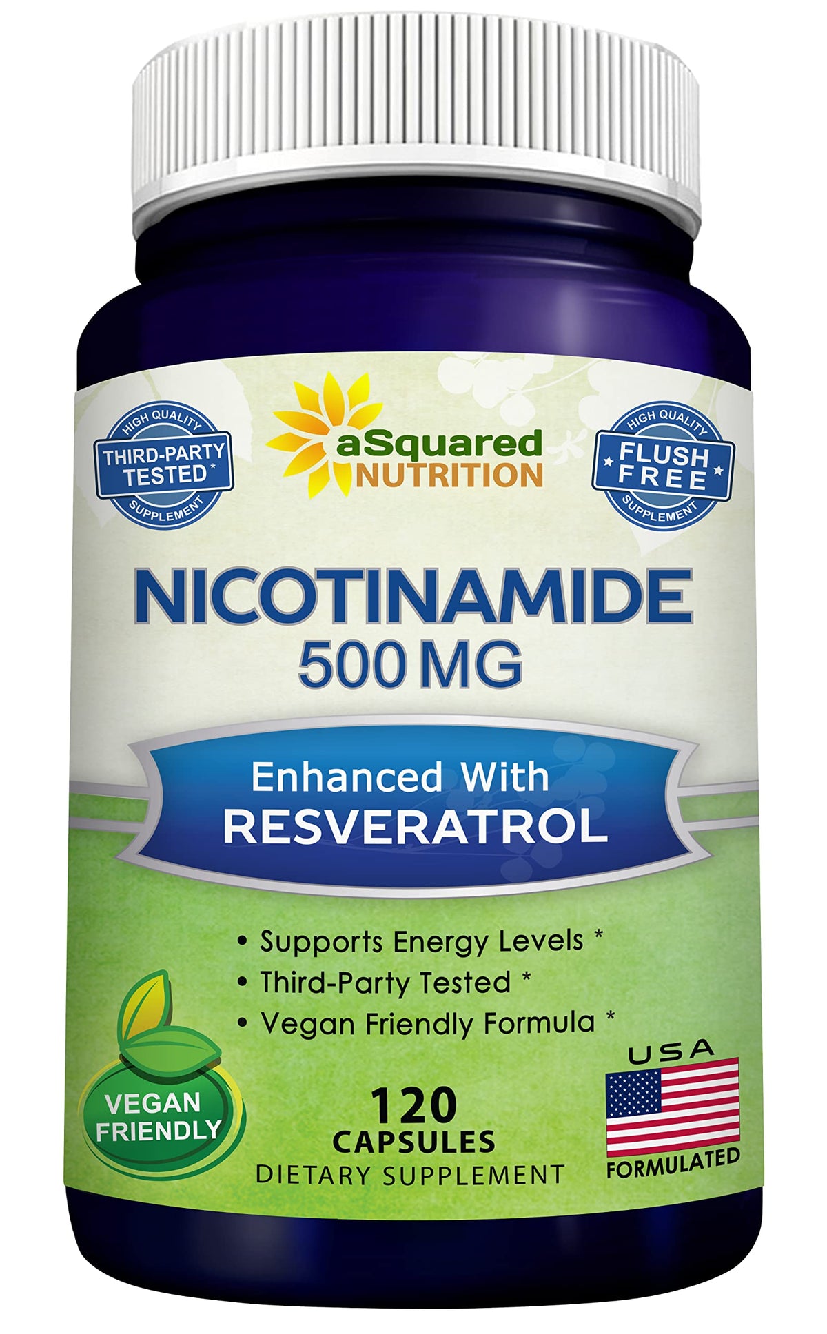 aSquared Nutrition Nicotinamida con Resveratrol en botella, posible apoyo para energía diaria