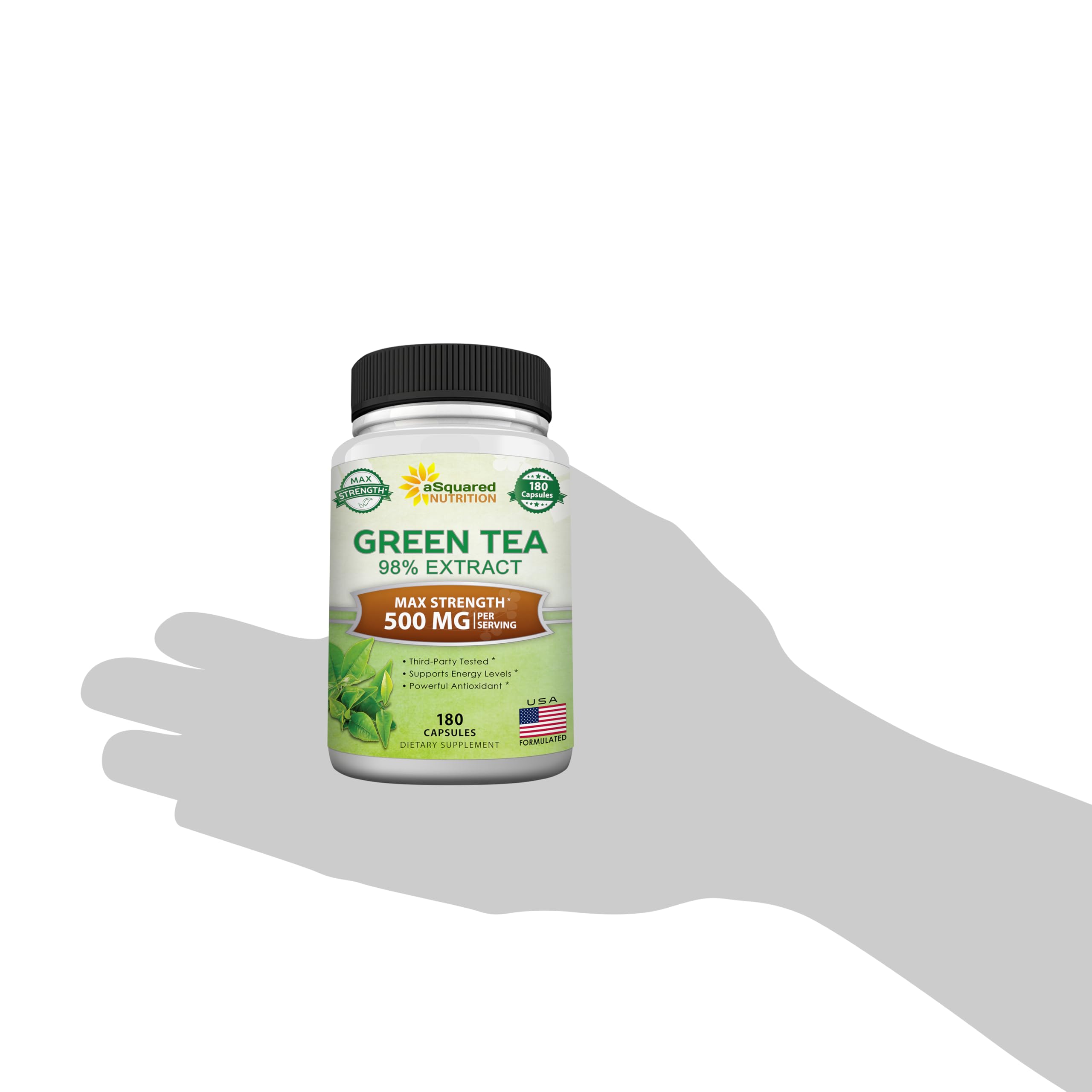 aSquared Nutrition presentación de botella de té verde lista.