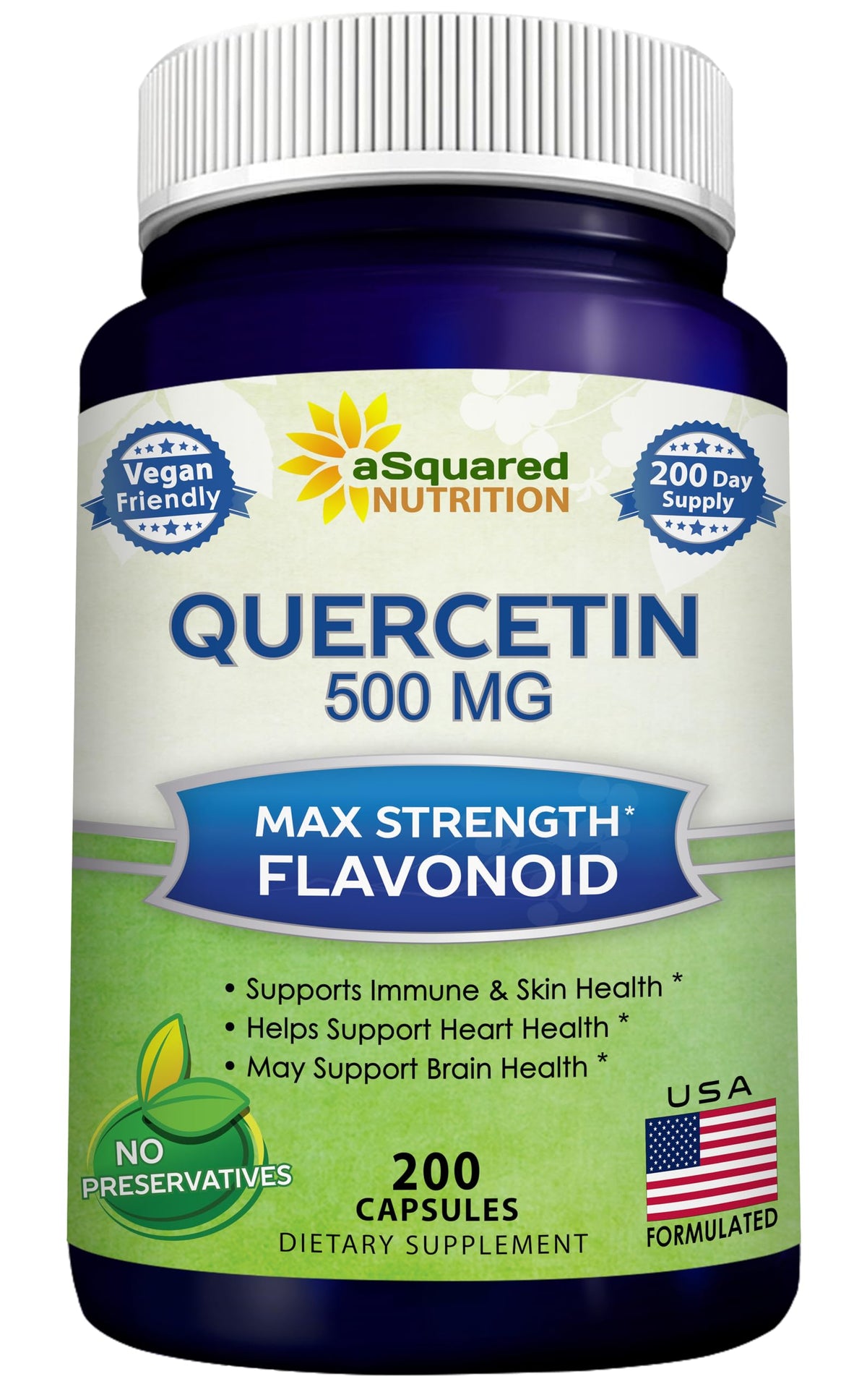 aSquared Nutrition Quercetina 500mg, cápsulas en frasco, posible apoyo inmunitario