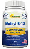 aSquared Nutrition Vitamina B12 5000 mcg, empaque compacto para uso diario.