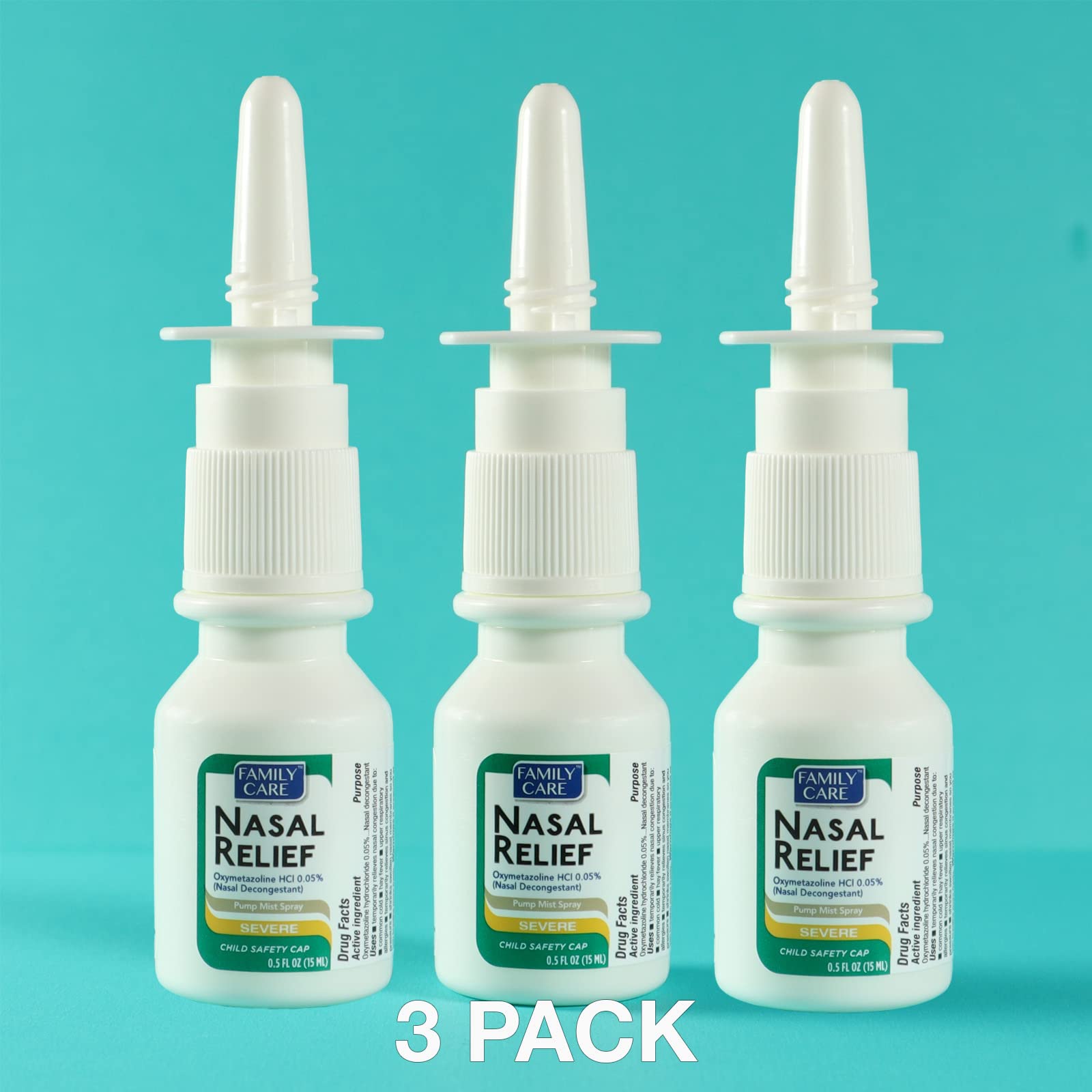 Assured Alivio nasal envase antigoteo evita derrames y desorden.