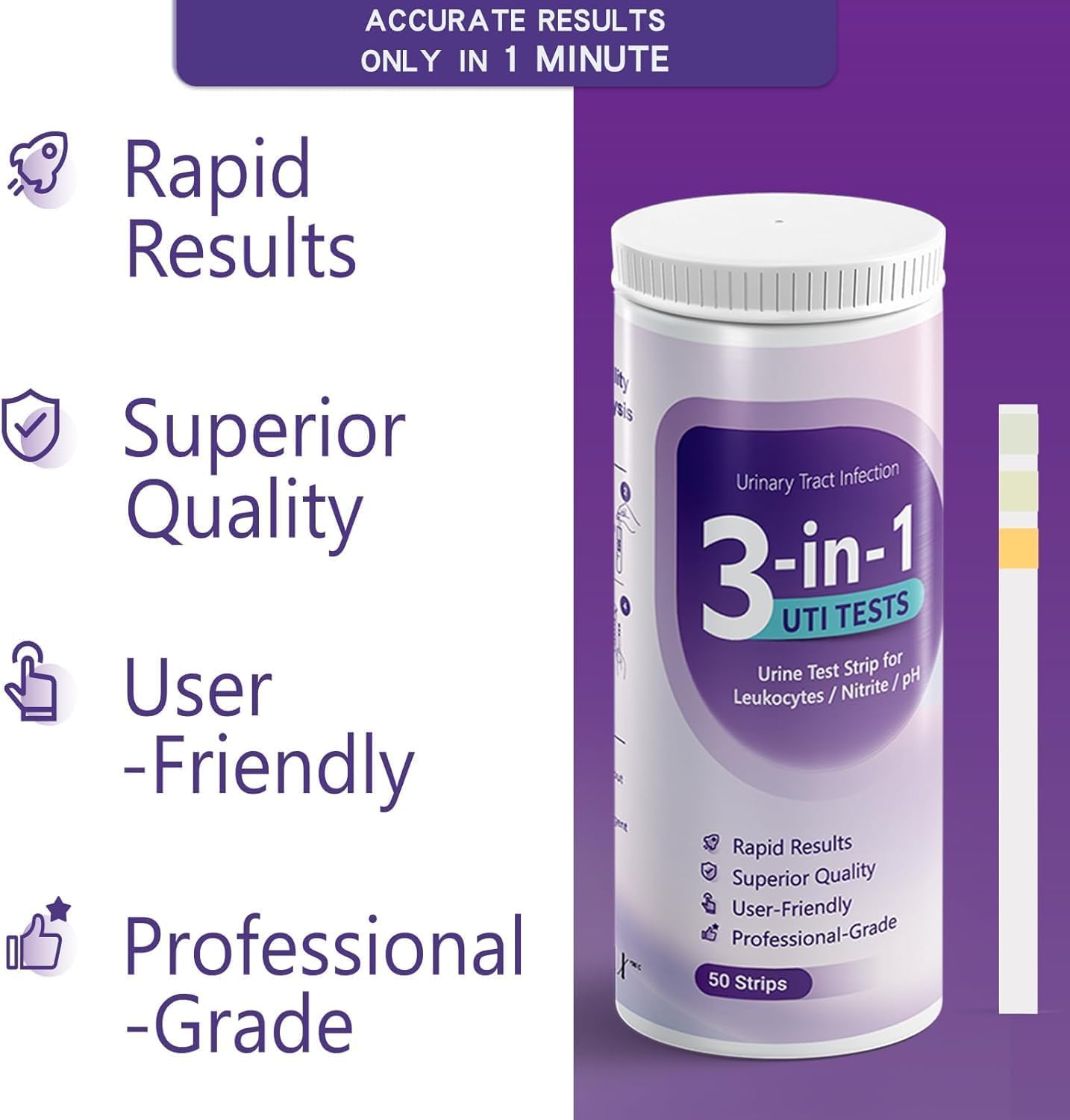AssuTest UTI Test Strips: indicador de nitritos y leucocitos para lectura rápida