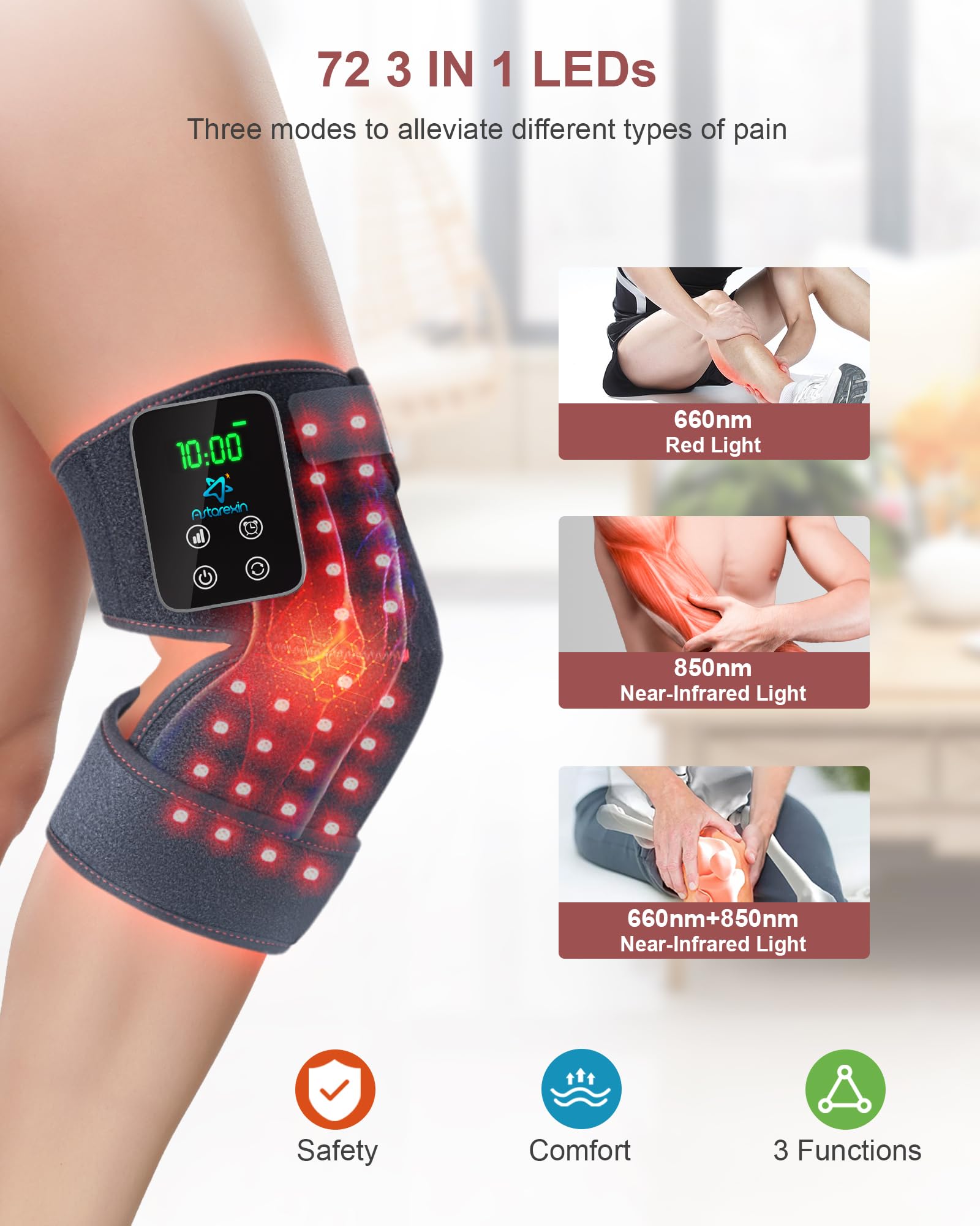 Astarexin banda de rodilla envuelta 3D para cobertura completa.