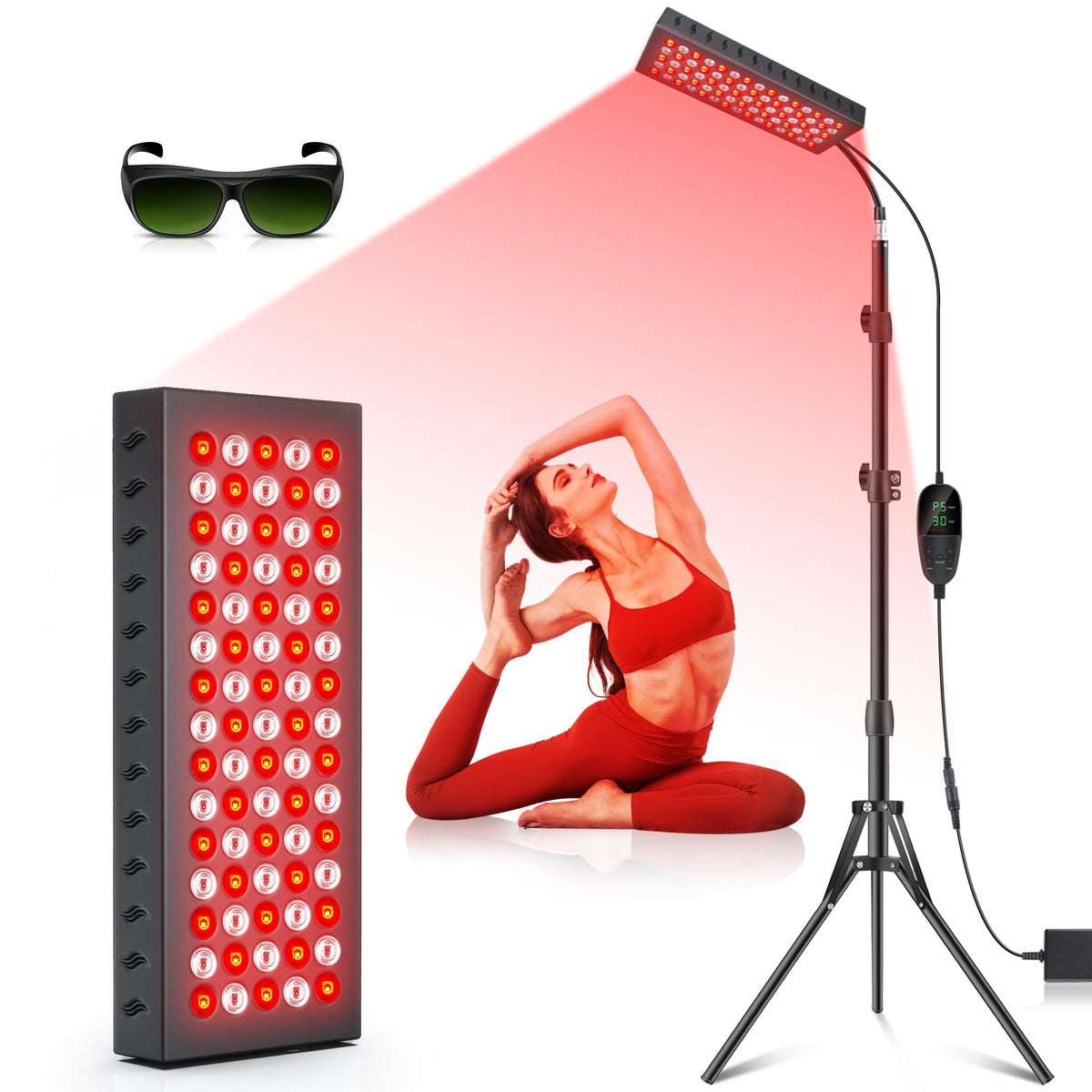 Astarexin panel luz roja 75 LED frontal para cuidado facial y corporal